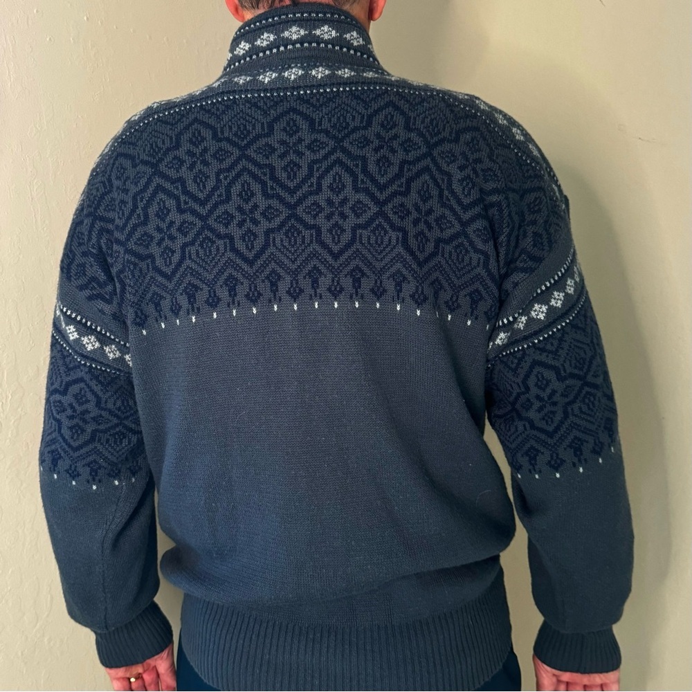 MEISTER Vintage Ski Sweater Half Zip Wool Blend Nordic Fair Isle Warm Winter XL - Picture 9 of 14